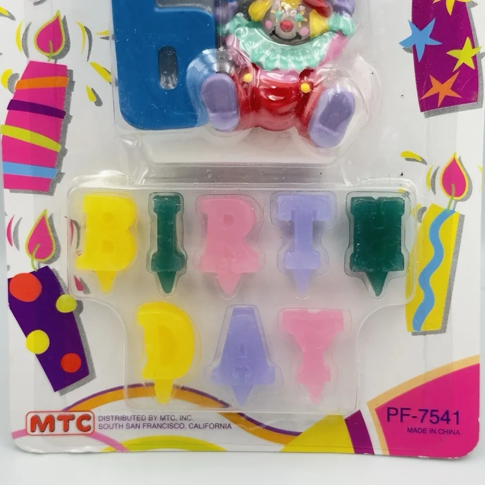 Vintage MTC Happy 6th Birthday Clown Candle Set Circus‎ Fun